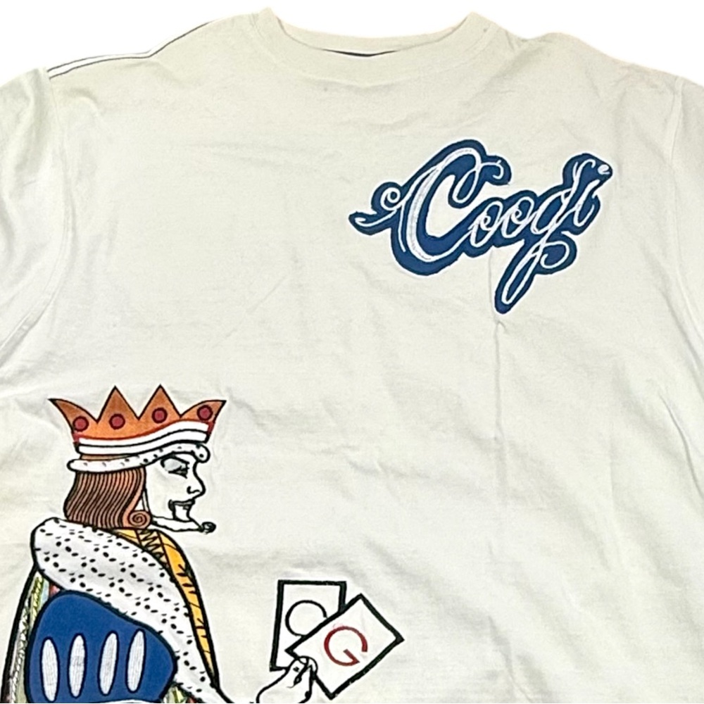 COOGI White Short Sleeve Graphic Tee with Multicolor King Motif